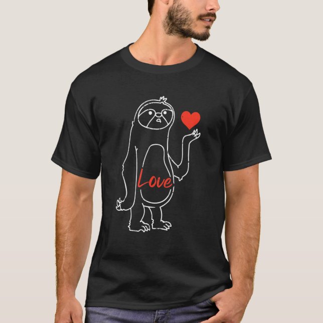 Camiseta Slot Heart Line Art Día de San Valentín Cute Anima (Anverso)