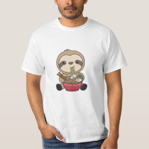 Camiseta Slote Eat Ramen Cute Kawaii Noodle Sloth