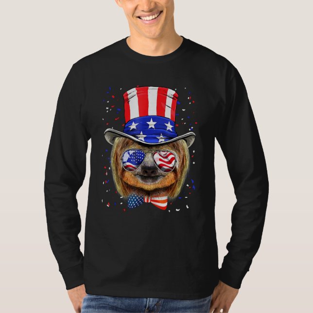 Camiseta Sloth 4 de julio American Sloth - Gorra de gafas d (Anverso)