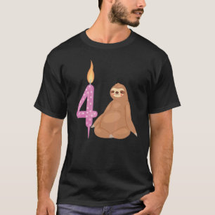 Camiseta Sloth 4th Birthday Lazy Sloths Animal Graphic