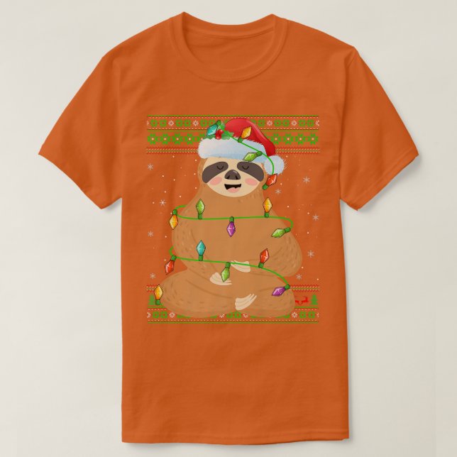 Camiseta Sloth Animal Lover Xmas enciende Santa Ugly Sloth  (Diseño del anverso)