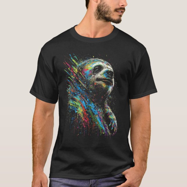 Camiseta Sloth Animal Paint Drip Art Sloth Lovers (Anverso)