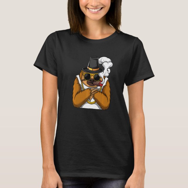Camiseta Sloth animal smokes cigarettes style a hip hop tha (Anverso)