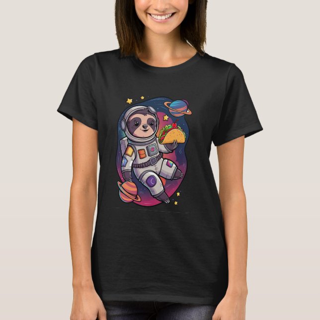 Camiseta Sloth Astronaut Taco Space Adventure Funny Kawaii  (Anverso)