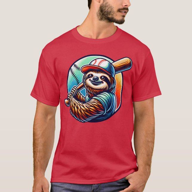 Camiseta Sloth Baseball Player Funny Sports Design boy frie (Anverso)