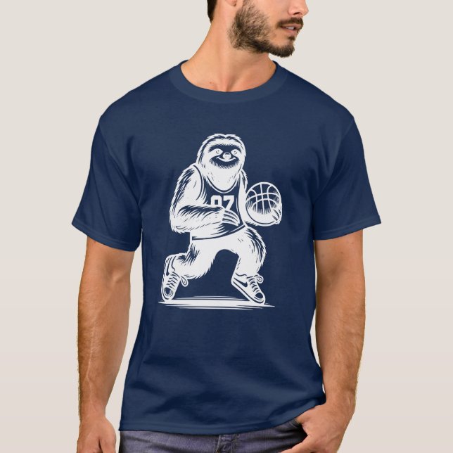 Camiseta Sloth Basketball Player Sports Silhouette girl boy (Anverso)
