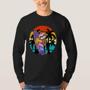 Camiseta Sloth Beach Vacation Surfboard Summer Sloth