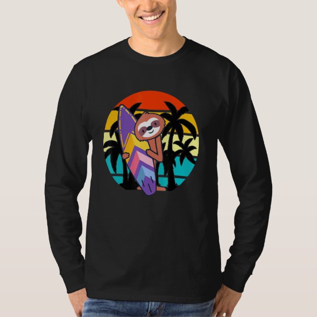 Camiseta Sloth Beach Vacation Surfboard Summer Sloth (Anverso)