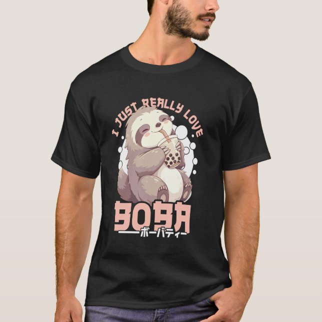 Camiseta Sloth Boba Tea Kawaii Bubble Tea Sloth Anime Neko  (Anverso)