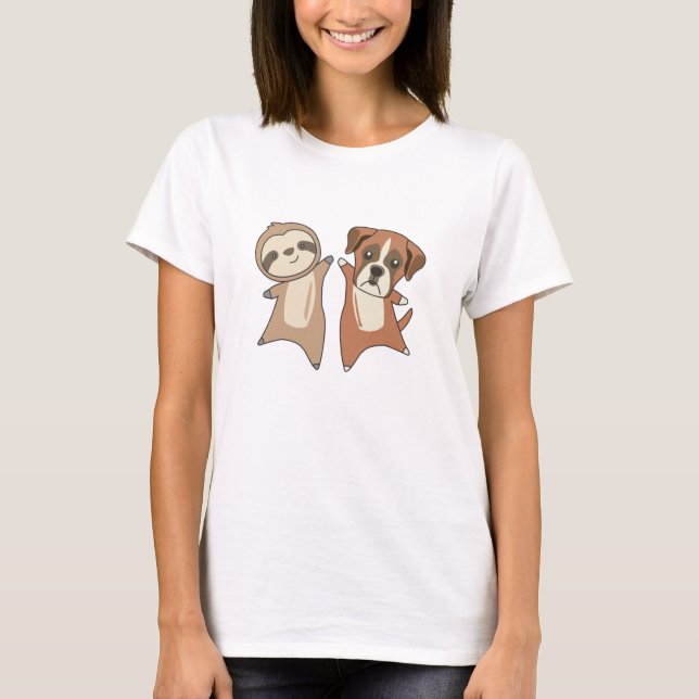 Camiseta Sloth Boxer Dog Animal Avers Niños (Anverso)