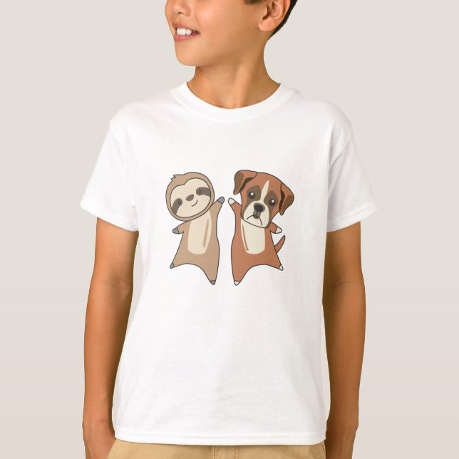 Camiseta Sloth Boxer Dog Animal Avers Niños (Anverso)