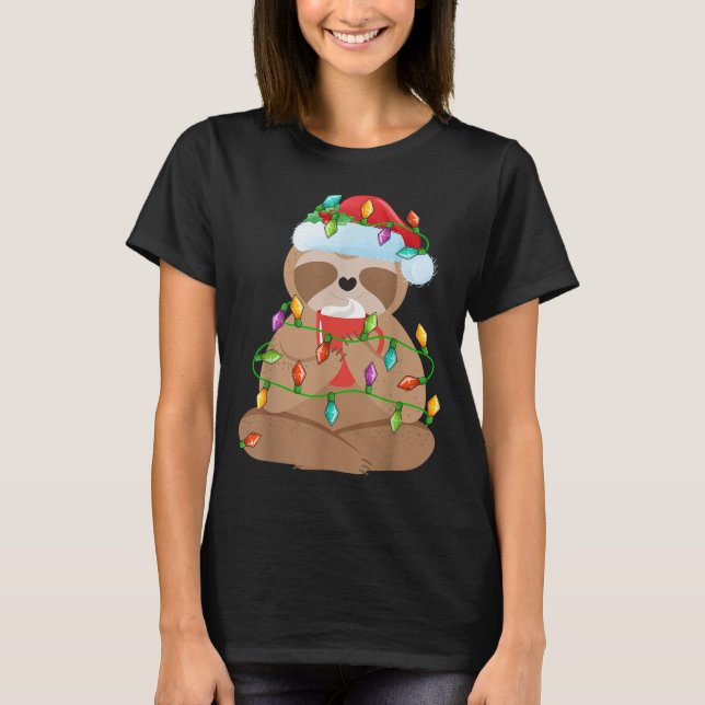 Camiseta Sloth Christmas Shirt For Boys Girls Kids Lights S (Anverso)