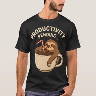 Camiseta Sloth Coffee Productivity Pending Funny