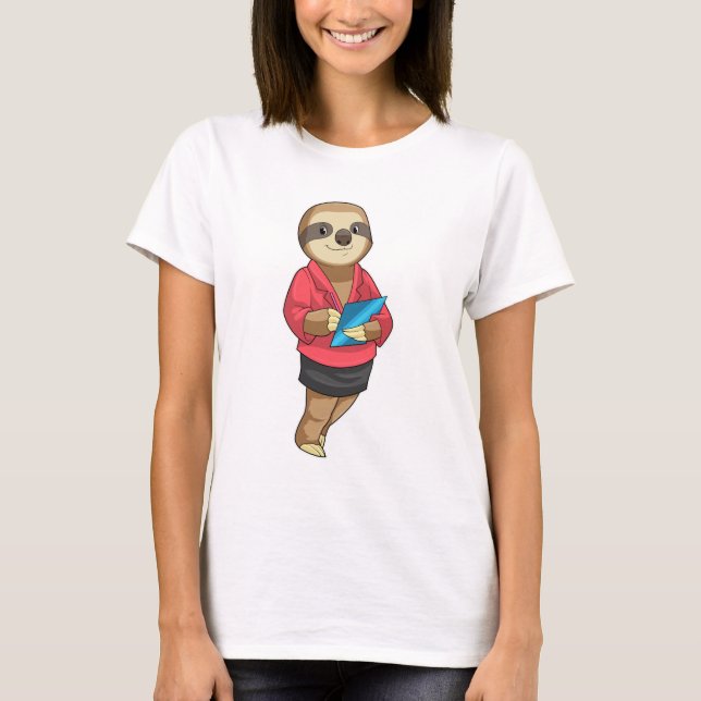 Camiseta Sloth como secretario con Notepad (Anverso)