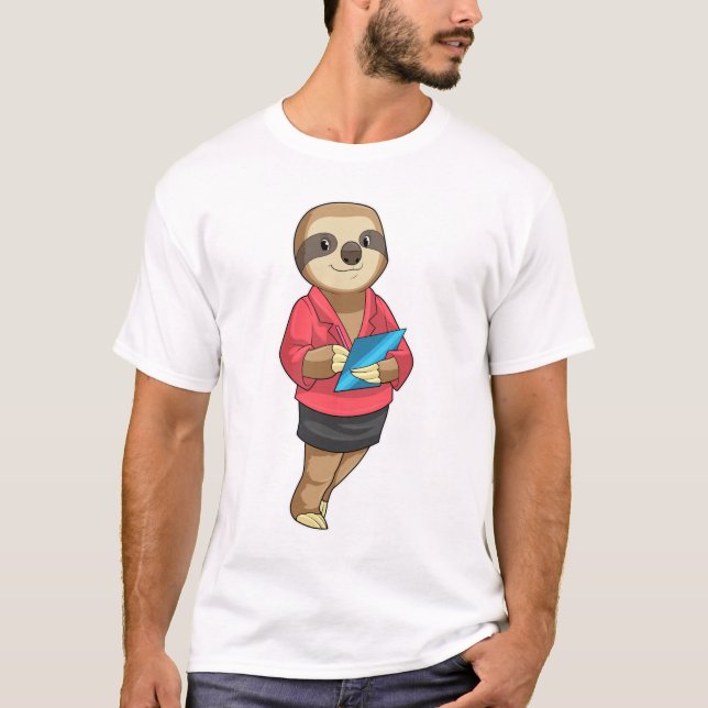 Camiseta Sloth como secretario con Notepad (Anverso)