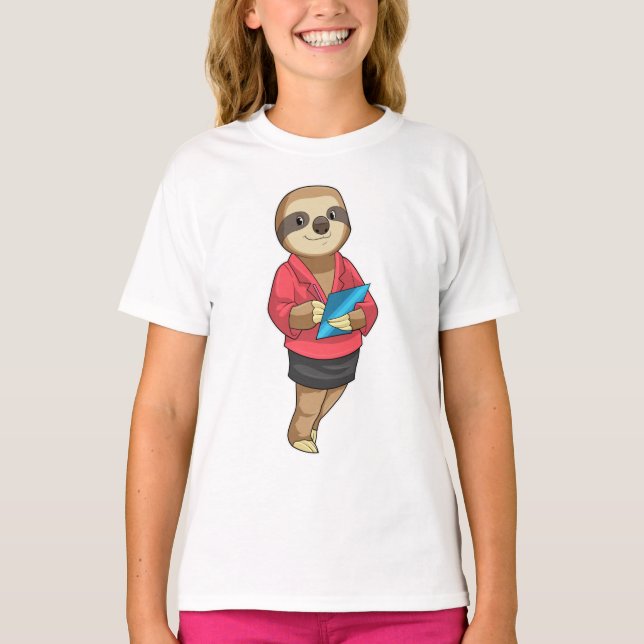 Camiseta Sloth como secretario con Notepad (Anverso)