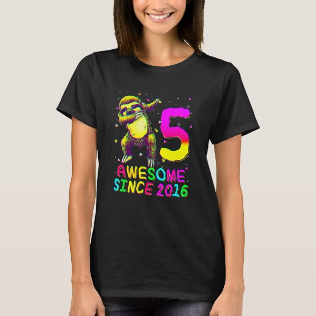 Camiseta Sloth Dabbing 5 Años Cumpleaños Sl (Anverso)