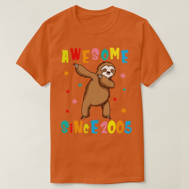 Camiseta Sloth Dabbing Impresionante desde 2005 Feliz cumpl (Diseño del anverso)