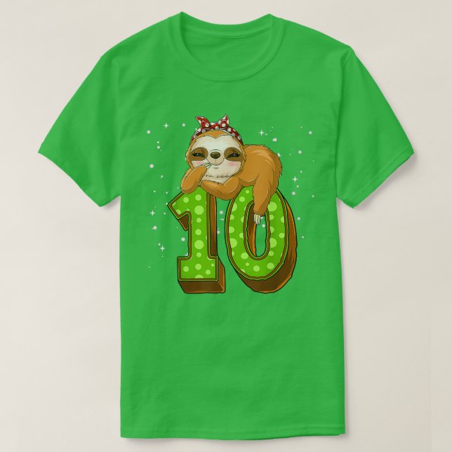 Camiseta Sloth de 10 años Chica de cumpleaños Fiesta Cute S (Diseño del anverso)