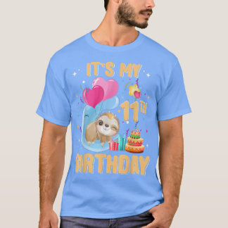 Camiseta Sloth de 11 años Chica de cumpleaños 11 Fiesta Cut
