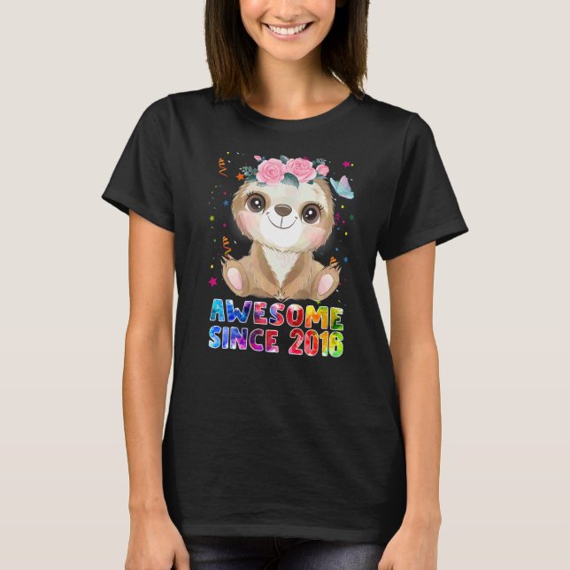Camiseta Sloth de 6 años increíble desde 2016 sexto cumplea (Anverso)