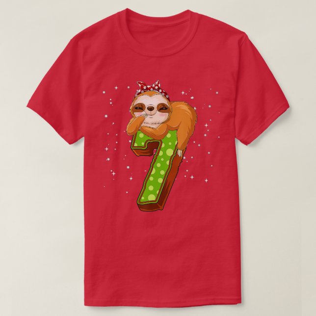 Camiseta Sloth de 7 años Chica de 7 años Fiesta de cumpleañ (Diseño del anverso)