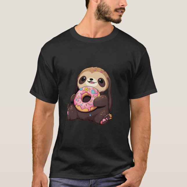 Camiseta Sloth Donut Lover Doughnut Postre dulce Kawaii (Anverso)