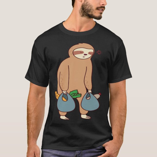 Camiseta Sloth Grocery se queda dormido Ironic Cute Sloth (Anverso)