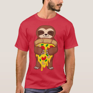Camiseta Sloth Holding Pepperoni Pizza Gracioso Animal Alim