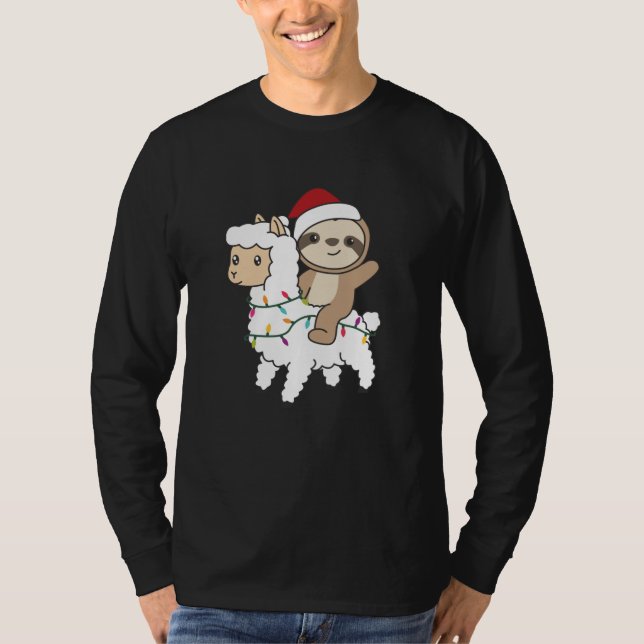 Camiseta Sloth Lama Christmas Snow Winter Animals (Anverso)