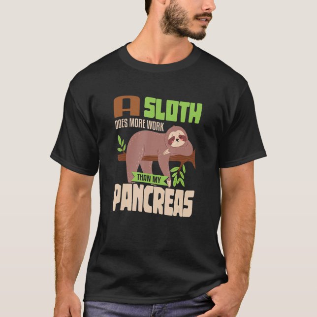 Camiseta Sloth lazy Pancreas T1D Diabetes (Anverso)