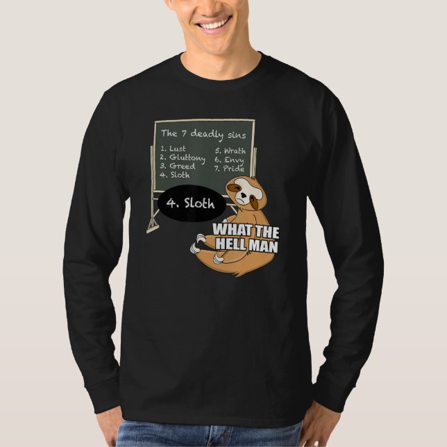 Camiseta Sloth Learth 7 Morly Sins Funny Animal Meme (Anverso)