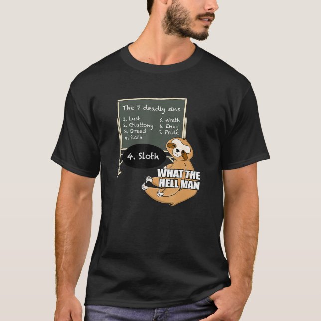 Camiseta Sloth Learth 7 Morly Sins Funny Animal Meme (Anverso)