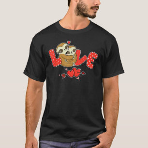 Camiseta Sloth Love Holding Heart Día de San Valentín Cute