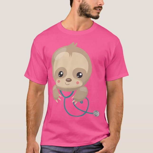 Camiseta Sloth Lover Enfermera T Shirt Médico Pediátrico (Anverso)