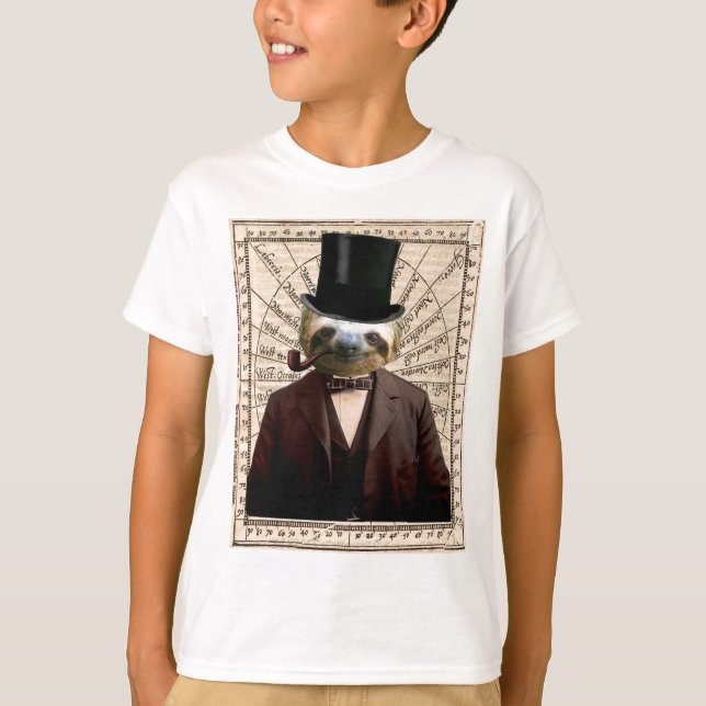 Camiseta Sloth Man Victorian Steampunk Antropomorfo (Anverso)