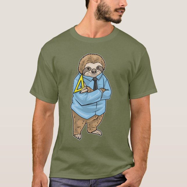 Camiseta Sloth Math Teacher Set cuadrado (Anverso)