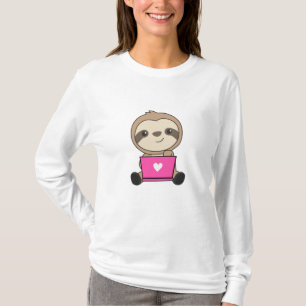 Camiseta Sloth on Laptop Sweet Animals For Kids Divertido