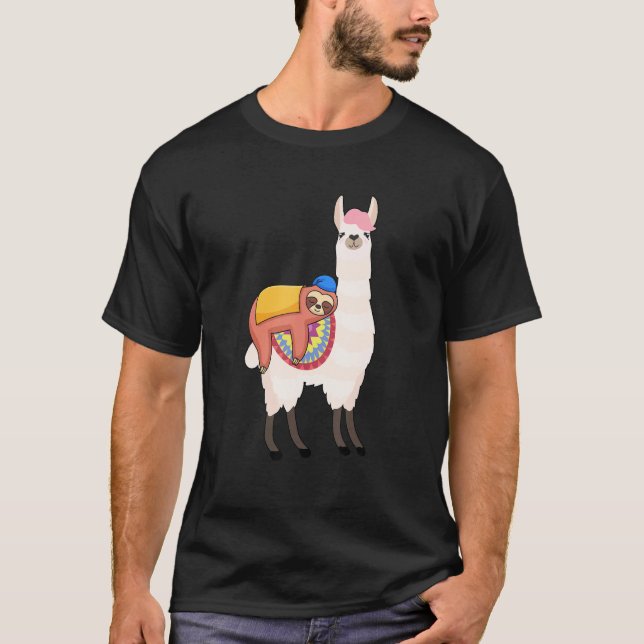 Camiseta Sloth On Llama   Sloth Rides Llama Sloths   (Anverso)