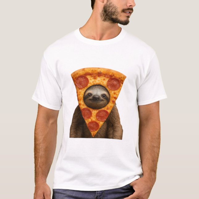 Camiseta Sloth pizza funny weird prank meme cute happy chri (Anverso)