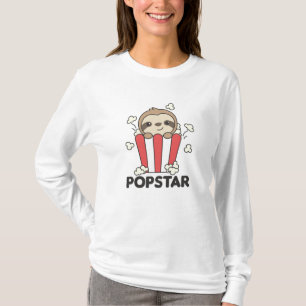 Camiseta Sloth Popcorn Pop Star Poppin Funny Sloth