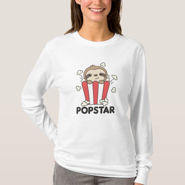 Camiseta Sloth Popcorn Pop Star Poppin Funny Sloth (Anverso)
