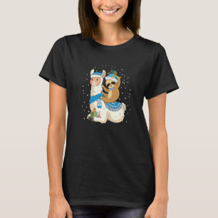 Camiseta Sloth Riding Lama Happy Hanukkah Channukah Boys G