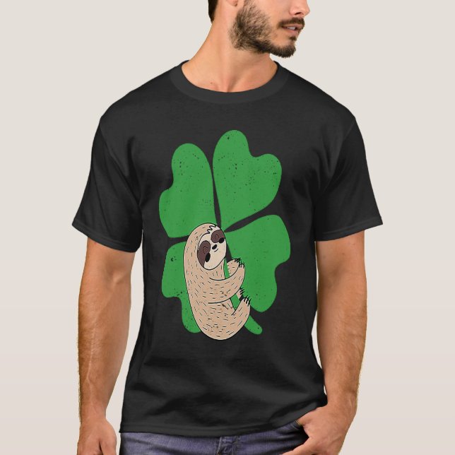 Camiseta Sloth Shamrock Cute C Lazy St Patricks Day Animal  (Anverso)