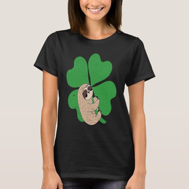 Camiseta Sloth Shamrock Cute C Lazy St Patricks Day Animal  (Anverso)