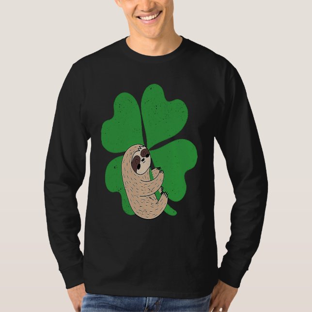 Camiseta Sloth Shamrock Cute C Lazy St Patricks Day Animal  (Anverso)