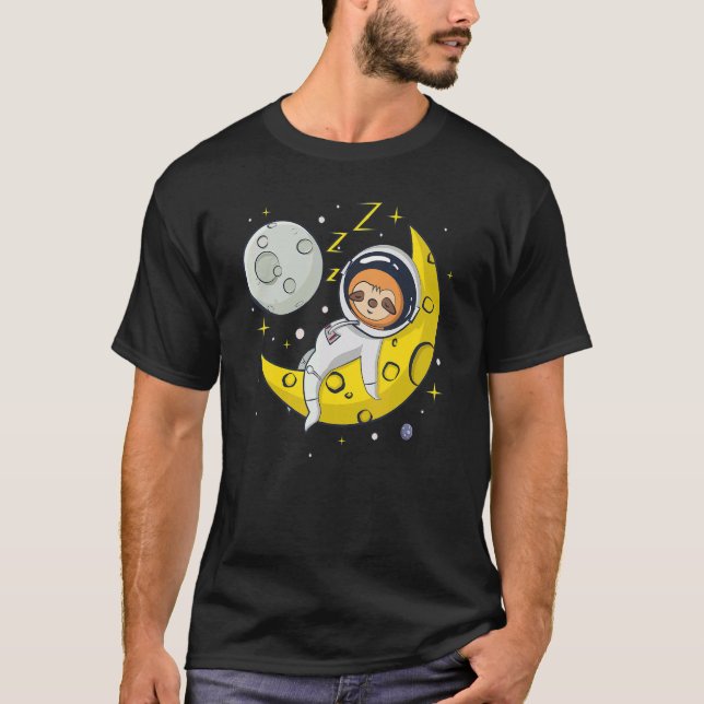 Camiseta Sloth Sleeping on The Moon  Cute Astronaut Sloth (Anverso)