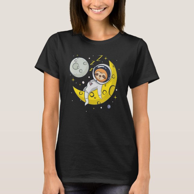 Camiseta Sloth Sleeping on The Moon  Cute Astronaut Sloth (Anverso)