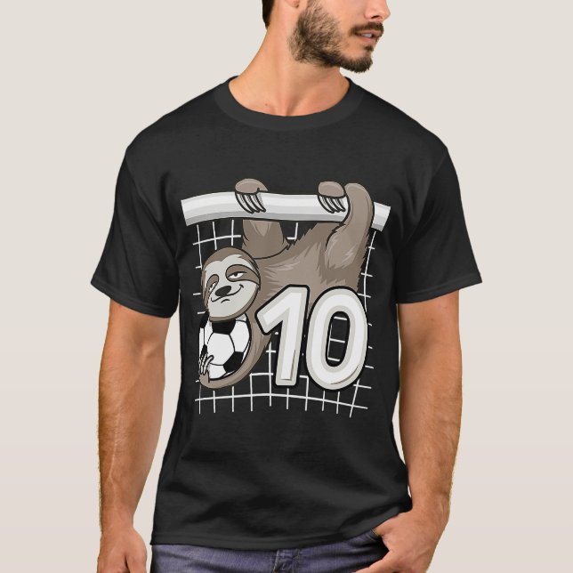 Camiseta Sloth Soccer 10 años cumplió 10 años con el objeti (Anverso)