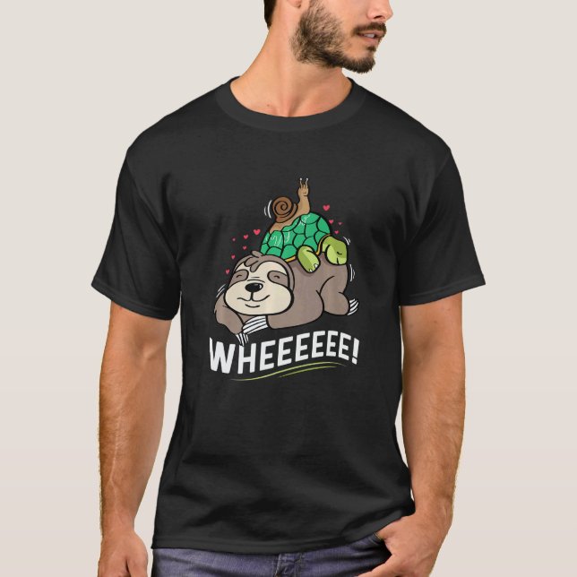 Camiseta Sloth Turtle Snail Happy of Cheerful   (Anverso)